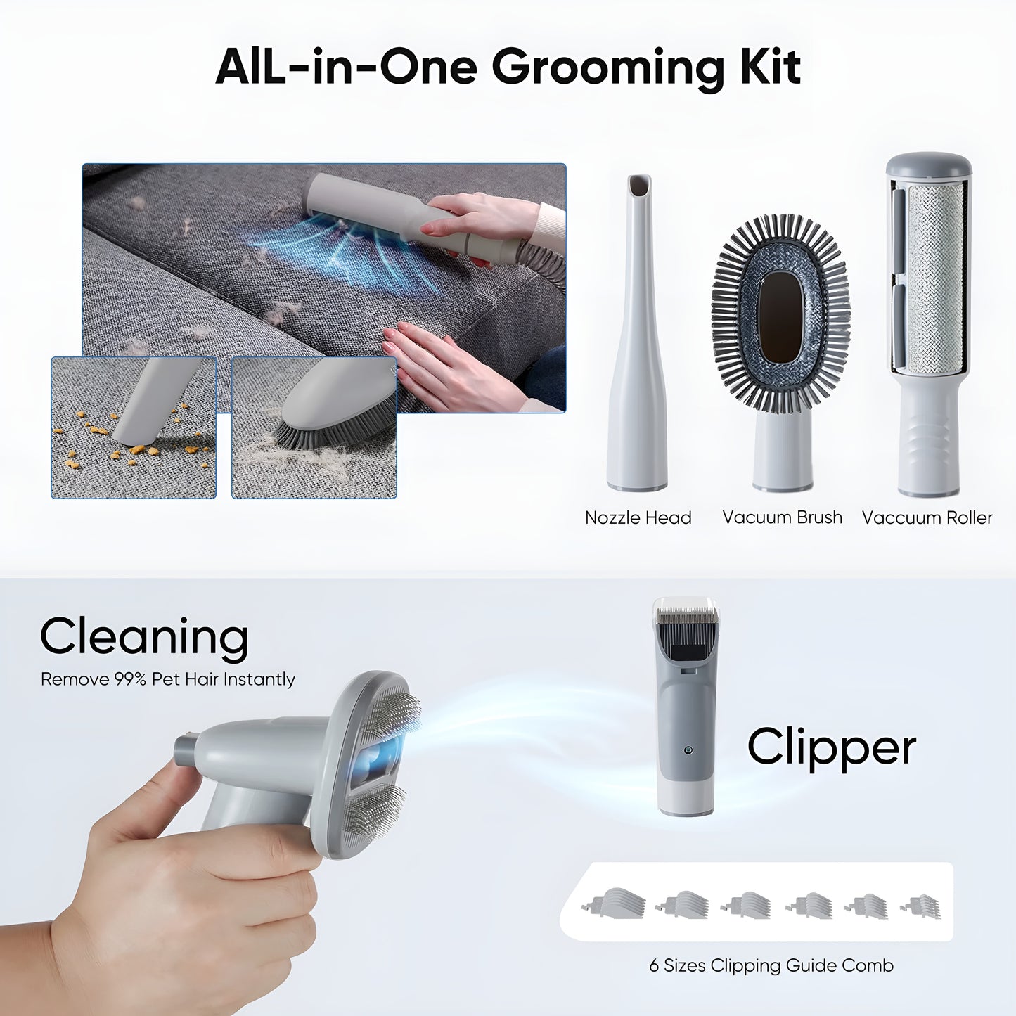 Xalrio 5-in-1 Pet Grooming Kit & Vacuum | Dogs & Cats